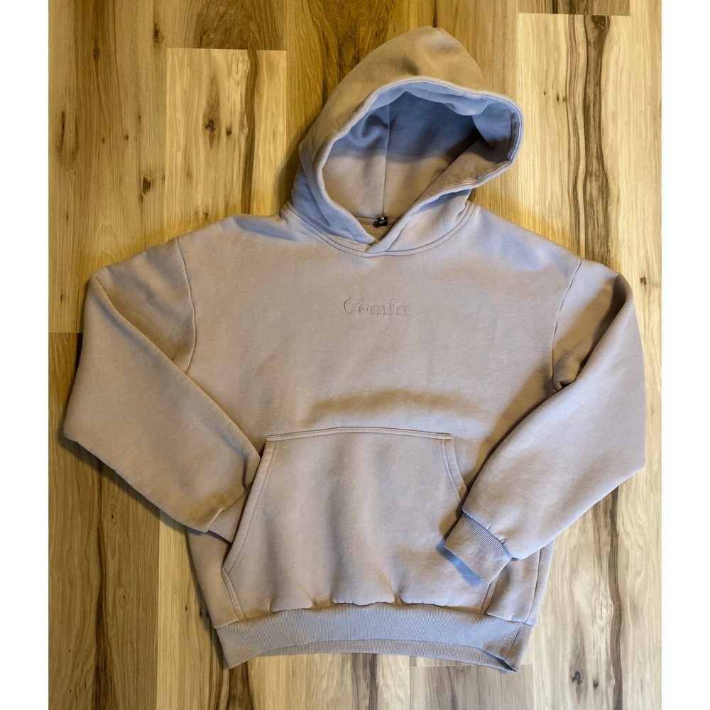 Comfrt Signature Hoodie Mauve Taupe Embroidered Logo Pullover Size Small